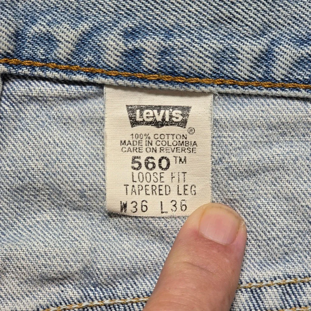 90s Skateboarding Loose Fit Tapered Leg Jeans Mens 36x36 Light Wash Levis 560